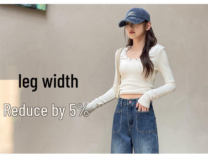 High-Waisted Blue Slim-Fit Straight-Leg Drapey Jeans - Autumn 2025 Collection