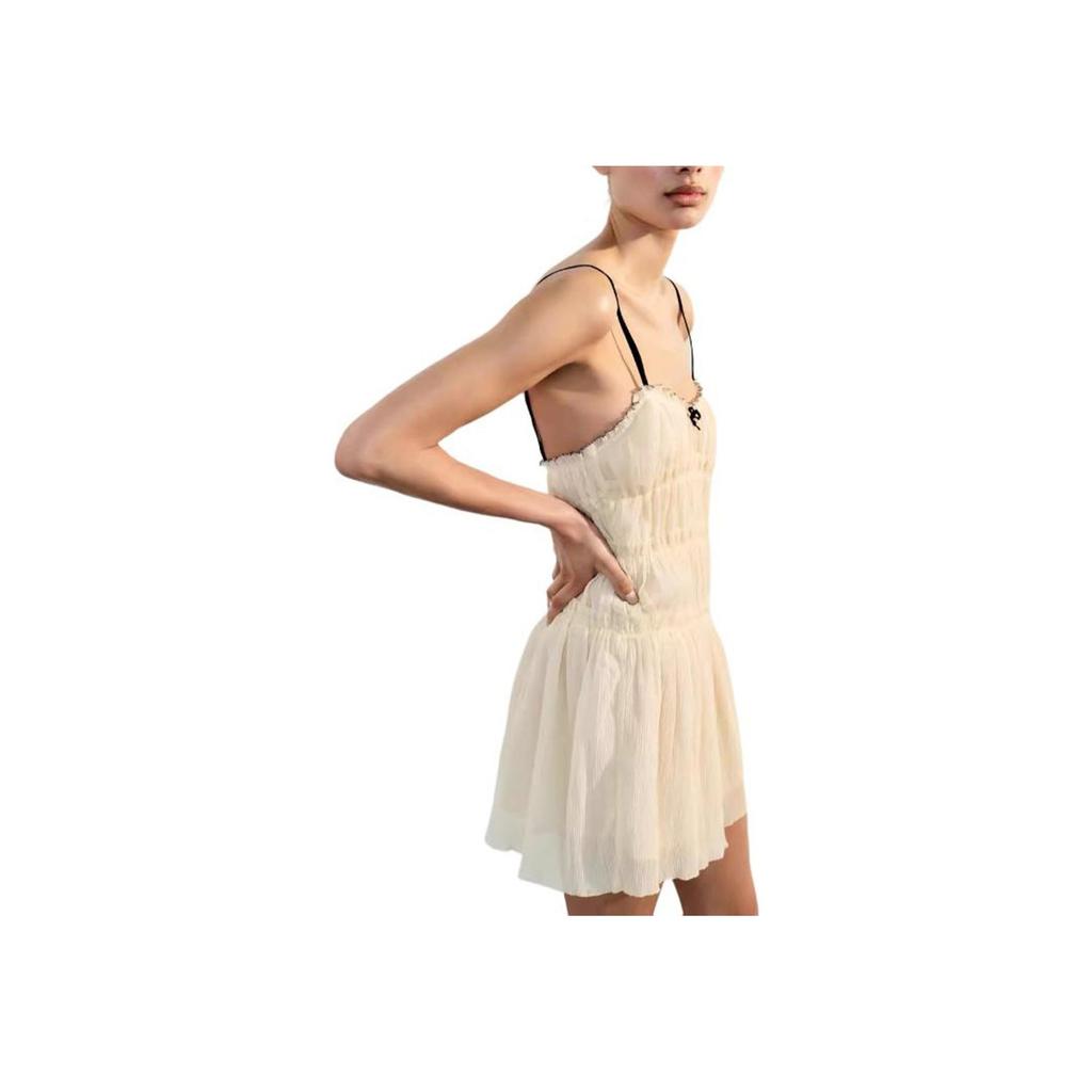 Zara Rochie Cami Scurtă cu Talie Medie, Culoare Solidă Rochii Femei Alb 7200304-712