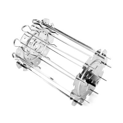 Rotating Grill Basket Stainless Steel Rotating Grill Skewer BBQ Grilling Cage Barbecue Skewer Roasting Rack Kitchen Cage