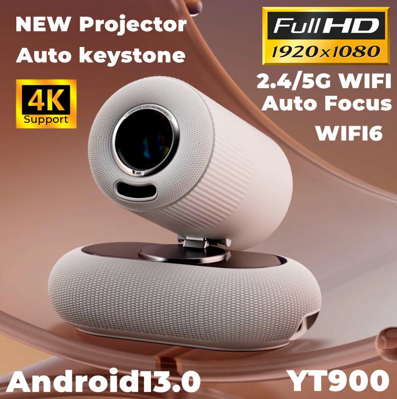 Vivicine Nejnovější YT900 Android 13 1920x1080p Full HD 1080p projektor pro domácí kino, Automatické ostření, Automatická korekce lichoběžníkového zkreslení