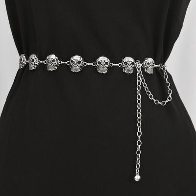 Modische Metall-Totenkopf-Taillenkette Damen Dekoration mit Rockanzug Gürtel vielseitige Pulloverkette Taillenband dunkler Stil
