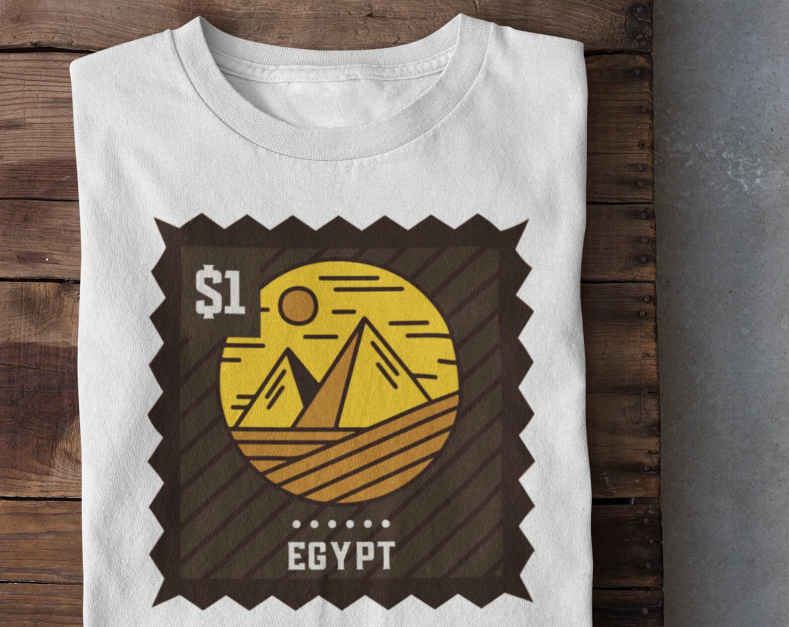 Pyramids Stamp T-Shirt: Egypt Souvenir Tee 2XL