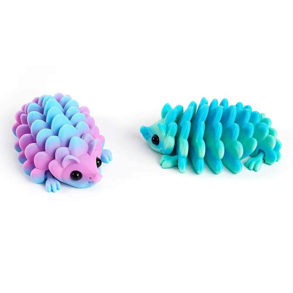2Pcs 3D Printed 3D Printed Hedgehog Figurine Pinecone Colorful Animal Ornament  Desk Decor