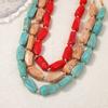 European American Light Luxury Simple Colorful Beaded Necklace High Grade Multi Layer Stackable Retro Literary Jewelry For Women