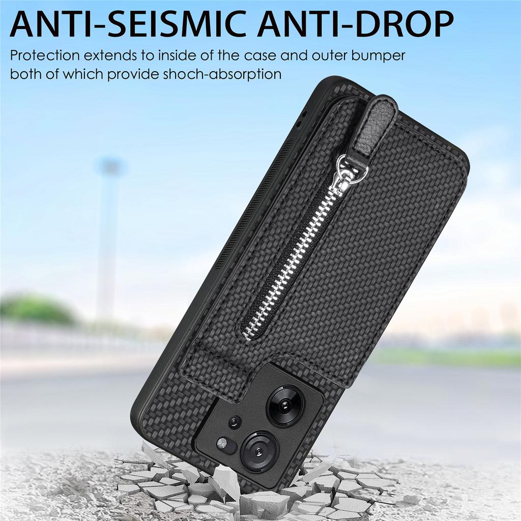 C1-03 Etui dla Xiaomi 13T/13T Pro/Redmi K60 Ultra Pionowa podpórka Hybrydowe etui na telefon z kieszonką na zamek błyskawiczny