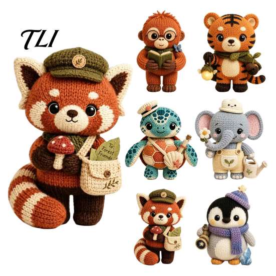 Small Animal Decoration Handmade Knitted Doll for Kids, Soft Crochet Forest Plush Toy, Adorable Keepsake Cute Hand Woven Stuffed Doll,