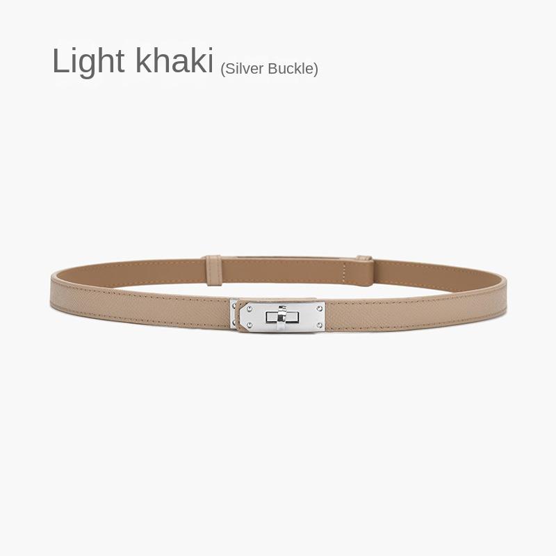 Mary6 Mary All-Match Retro Tailleversieringen Dames Dunne Riem Dames Echt Leer Koreaanse Mode Ceintuur Dunne Riem Dames Jurk 20185-Silver Clasp-Light