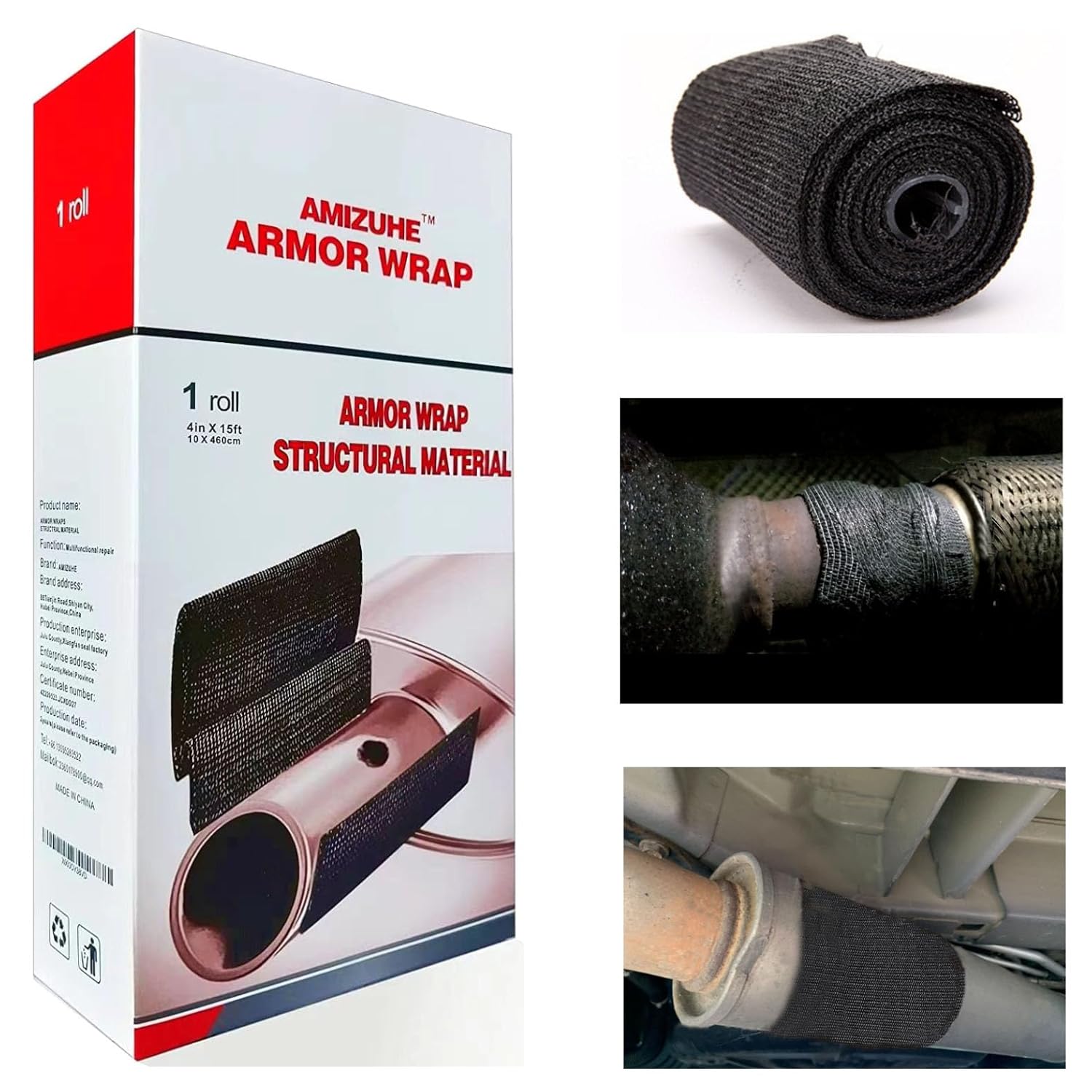 Fiberglass Repair Kit Automotive Exhaust Pipe Repair Wrap 4  X 15Ft (1 Roll)