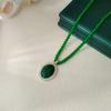 Retro Green Beaded Long Necklace: High-End Chinese Style Fall/Winter Sweater Chain
