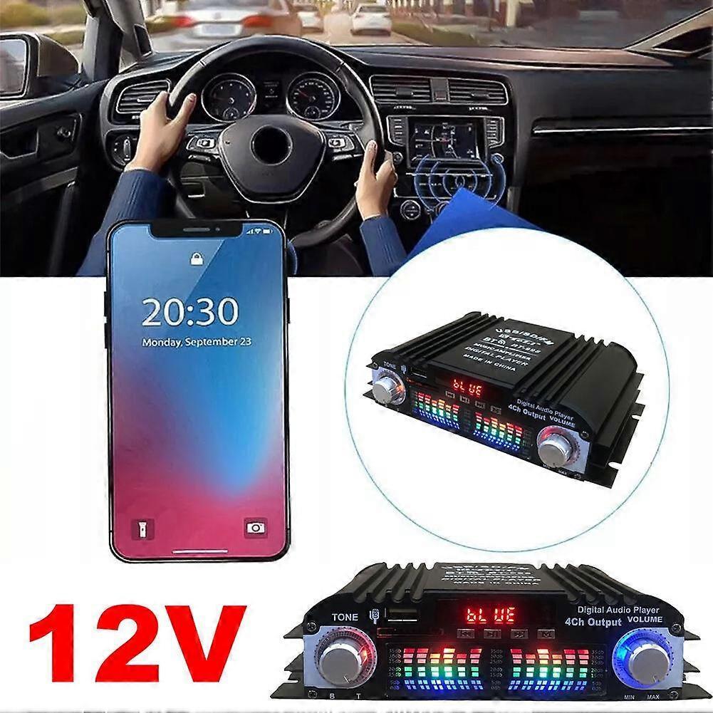 Car 4 Channel HiFi Stereo AMP FM Radio USB Bluetooth Music Amplifier Player