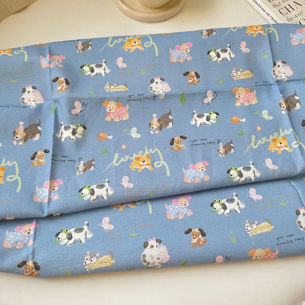 100% Cotton Twill Cartoon Puppy & Butterfly Print Women's & Children's Sleepwear Dress/Handbag