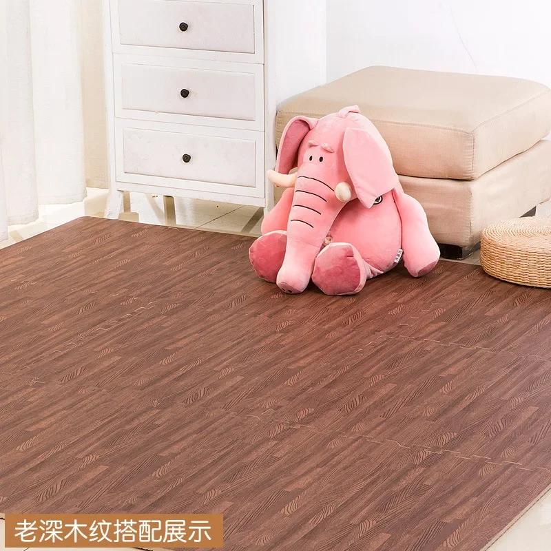 Holz Baby EVA Schaum Spielmatte Puzzlematte Ineinandergreifende Übungsfliesen Krabbelteppich für Kinder Spielaktivität Weicher Boden 30x30x1cm