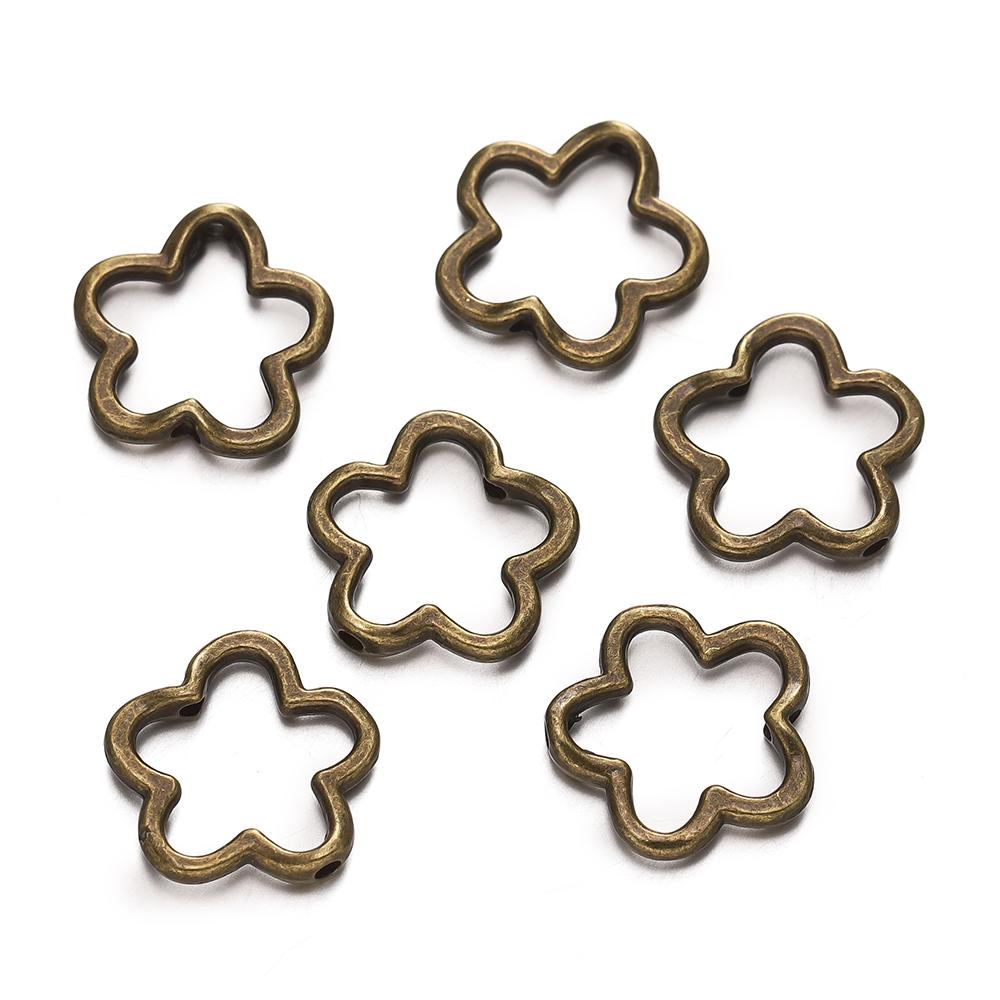 10pcs/lot 15x15mm Cute Hollow Flower Charms Connector Pendant Fit DIY Handmade Metal Alloy Jewelry Making Supplies
