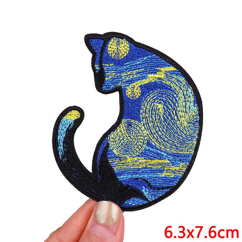 Abenteuer / Van Gogh Aufnäher Bergabenteuer Camping Gestickte Aufnäher Aufbügel-Aufnäher Für Kleidung Kamera Aufnäher Aufnähen Abzeichen DIY