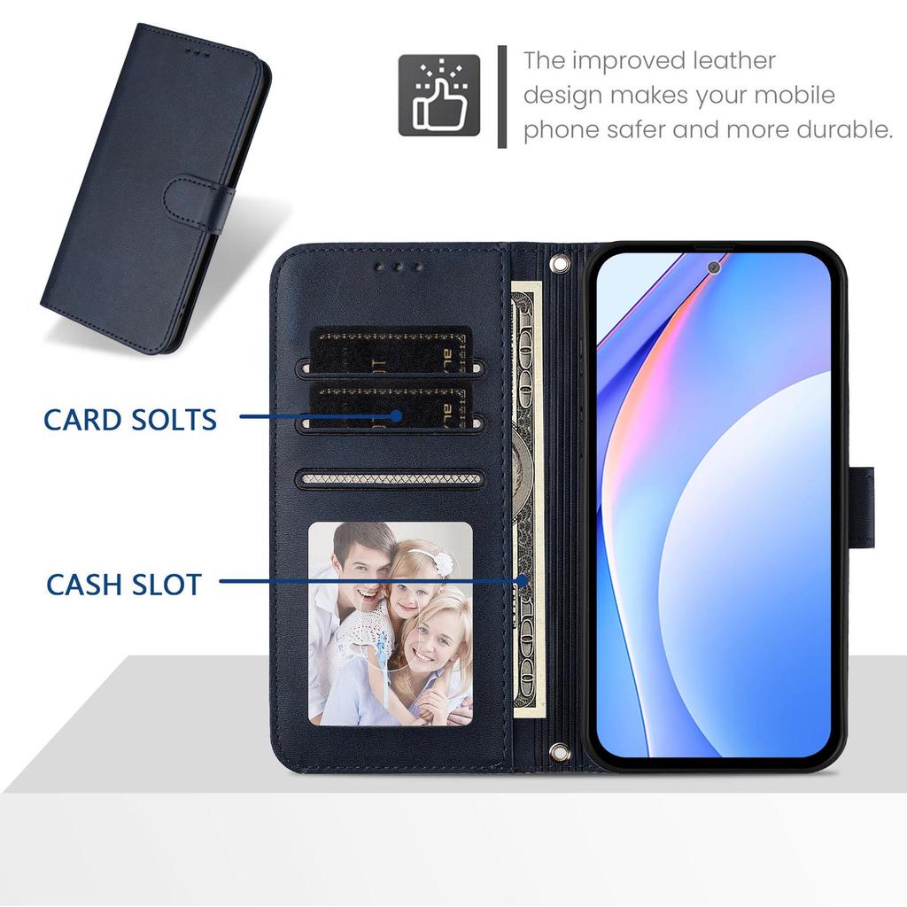 For Samsung Galaxy A36 5G/Galaxy A56 5G Wallet Case RFID Blocking Calf Texture Leather Stand Phone Cover with Strap