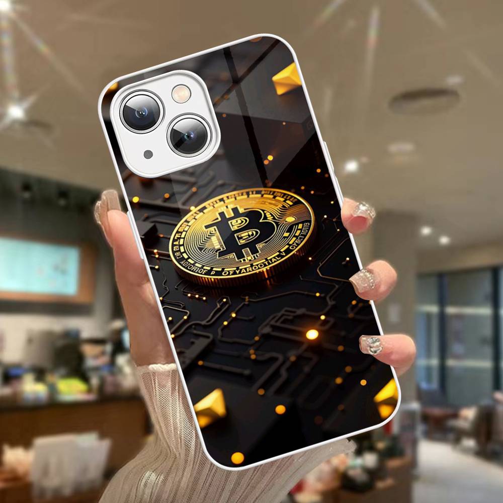 

Luxury B-Bitcoin Tempered Glass For Iphone 14 13 12 11 Pro Mini XS MAX 14Plus X XS XR Fundas iphone 14 pro