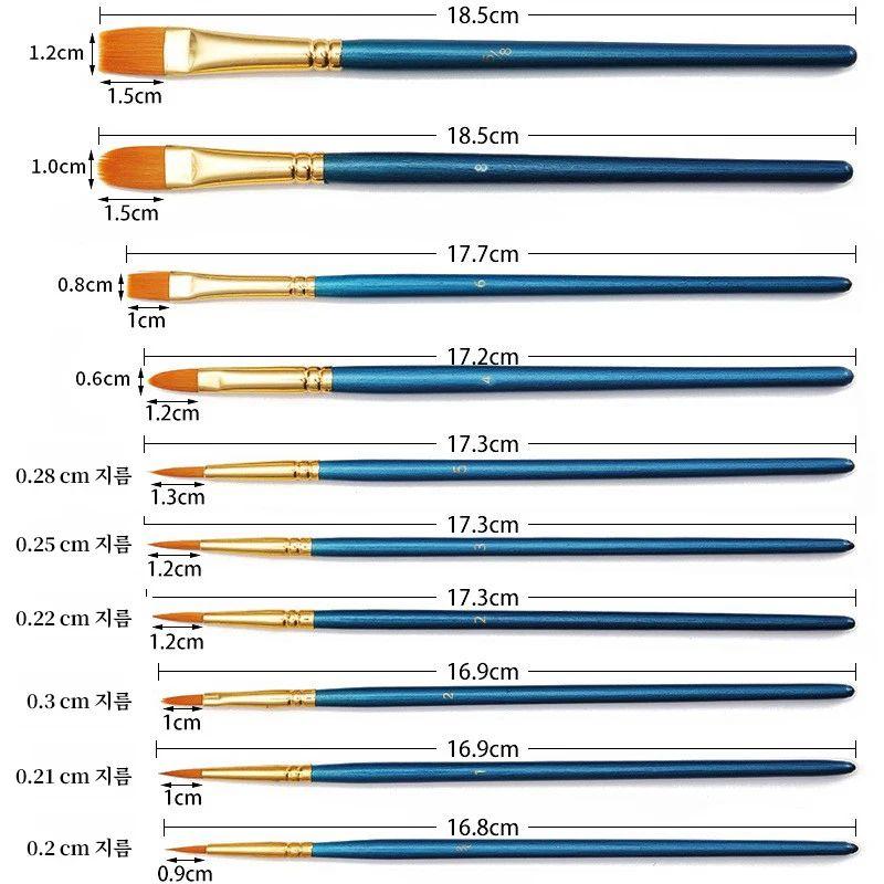 10pcs Oil Painting Pen Plastic Rod Watercolor Water Powder Painting Pen Brush Set