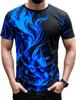 Fashionable Men's Trendy Short Sleeved Flame Series 3D Printed Street T-shirt Round Neck Casual Top