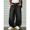 Europäische und amerikanische Hip-Hop-Baggy-Jeans Herren Amerikanischer High-Street-Stil Alt gewaschen Buchstabengravur Krummsäbel Weite Hosen