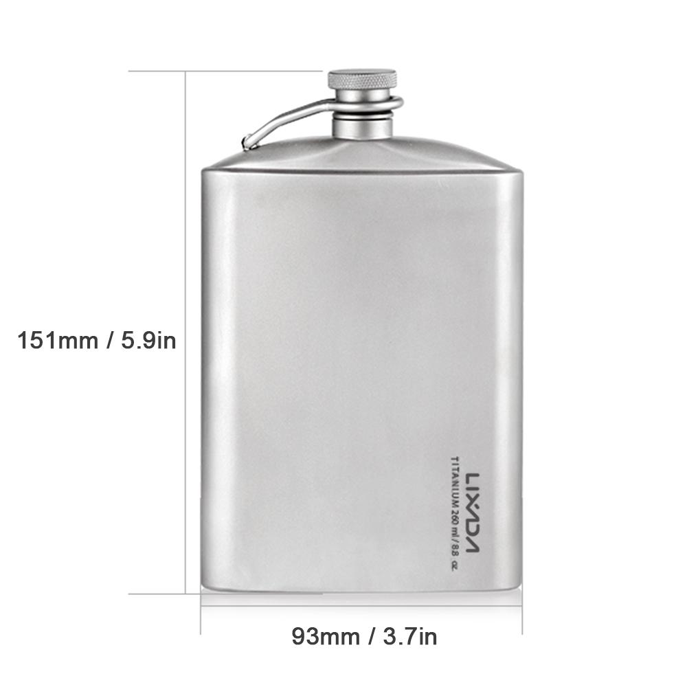 

Lixada 260ml Leakproof Titanium Flask Alcohol Whisky Wine Flask with Cup Set for Outdoor Camping Backpacking Travel 260ml