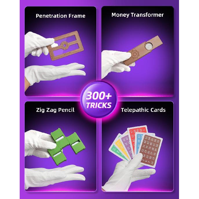 Magic Kit for Kids, 300+ Magic Tricks Perfect Toy for Boys and Girls, Magic Wand Magician Set with Instruction Manual and Video for Beginners Ages 6