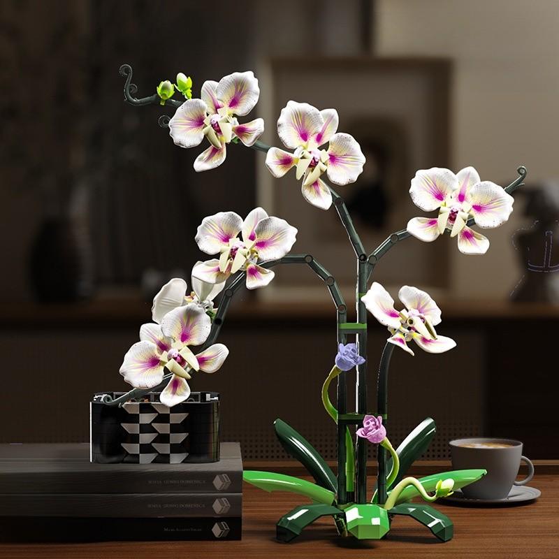 Building Cymbidium Plastic Block Flower Toy Set For Diy Creative Toy Building