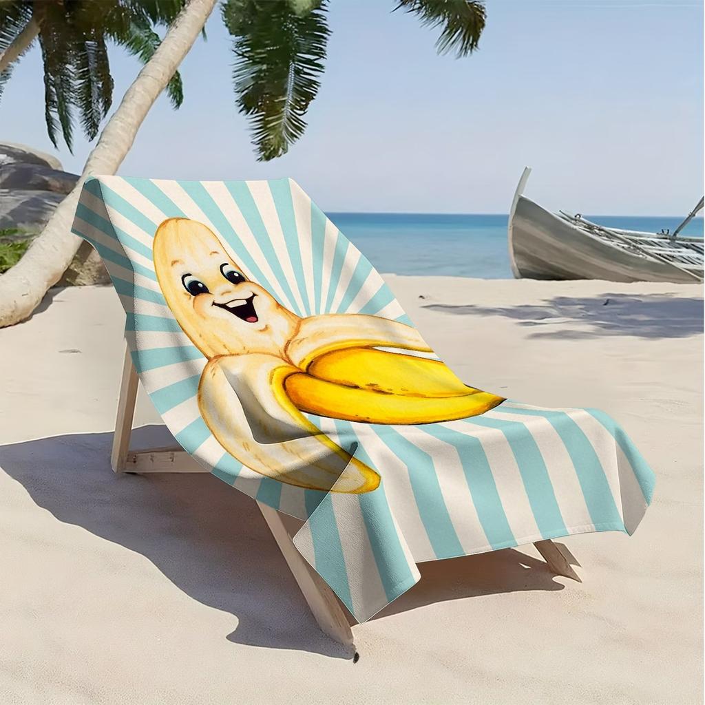 Fun cartoon banana character polyester microfiber beach towel is highly absorbent, suitable for swimming and beach outings