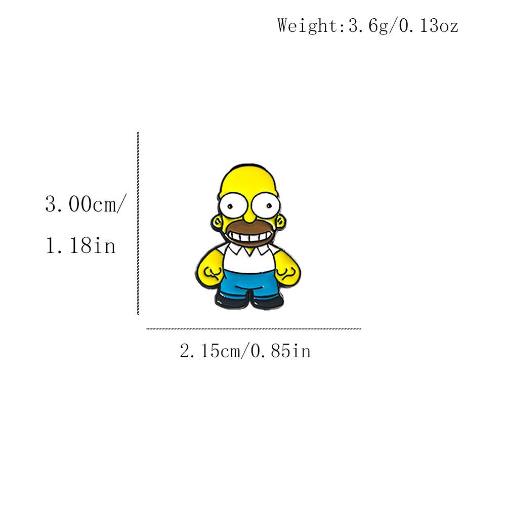 The Simpsons Cartoon Anime Brooch: Cute Metal Pins of Homer, Bart, and Marge for Versatile Decoration