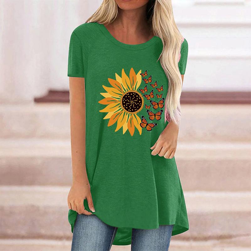 

Summer Sunflower Floral 3D Print T-shirt Women Fashion Streetwear Casual O-Neck Tops Tees Female Oversized Clothing 5XL