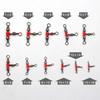 MNFT 20 Stück 11 Größen 3-Wege T-Drehgelenk Barrel Swivel Verbinder Rote Perlen Triple Swivel Kreuzleine Angelzubehör Angelzubehör