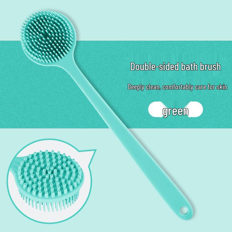 Dual-Sided Silicone Back Scrubber: Long-Handled, Thickened Bathroom Brush with Customizable Colors