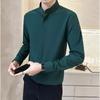 Mens Solid Color Stand Collar Long Sleeve New Chinese Style Casual Shirt
