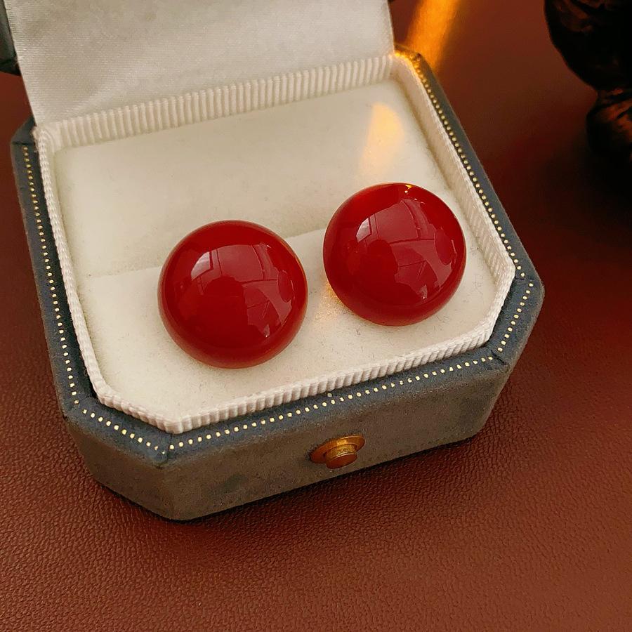 Hong Kong Style Real Gold Electroplated Leopard Print Circle Earrings Square Face Retro High-end Earrings Commuter Versatile Earrings Niche