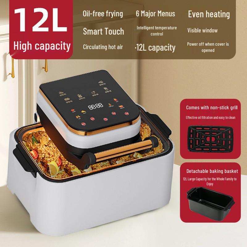 2025 Touch Control Stainless Steel Air Fryer with Large Capacity and Visible Cooking Chamber