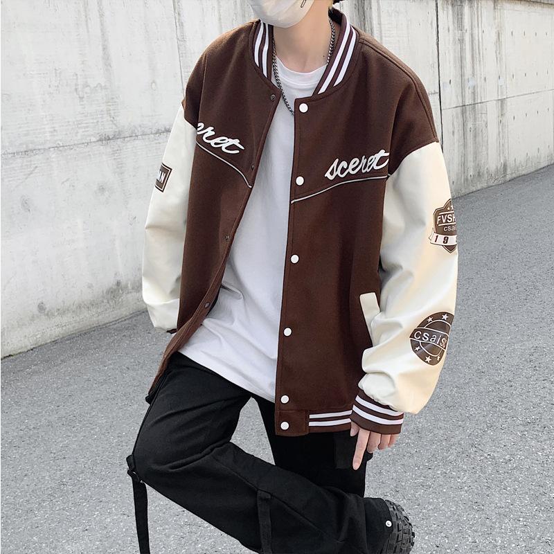 Teen Casual Jacke Herren Frühling und Winter Spleißen Herbst Baseball Jersey Herren Herbst Kleidung Alphabet Druck Clip