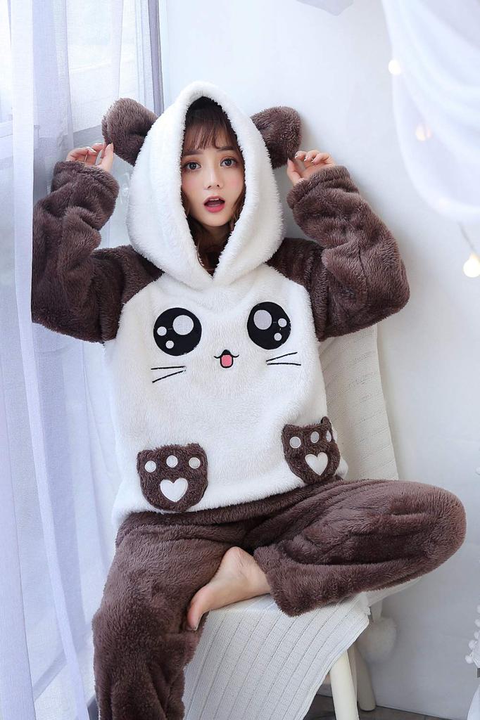 ASHERANGEL Long Sleeve Fluffy and with Pockets and Includes Top and Cute Perfect for Fall and Size 2XL Women's Pajamas, Loungewear, Warm, Hoodie,