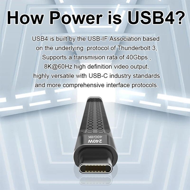 USB Type C Cord with PD240W Power and 40Gbps Data Speed, Supports 8K 60Hz Video Output for Computer