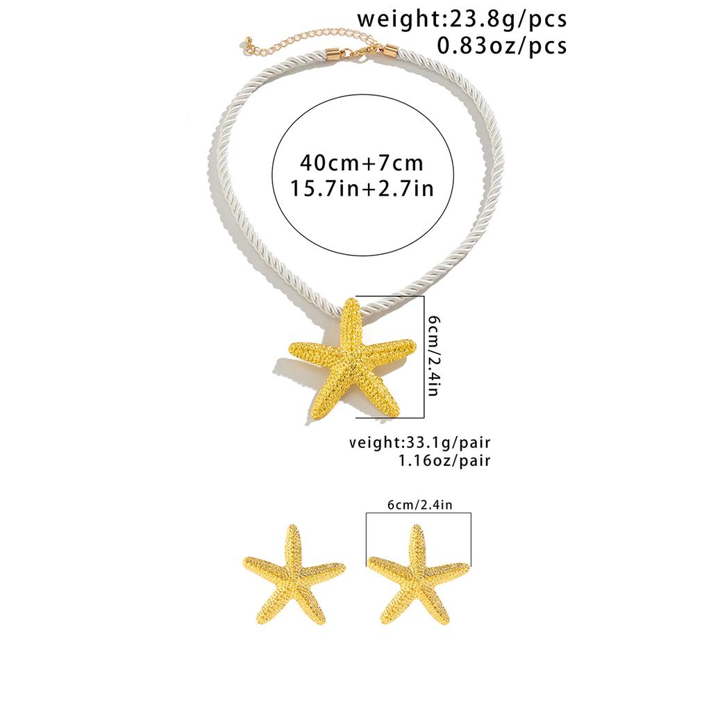 Exaggerated Boho Metal Big Starfish Star Pendant Choker Necklace Women Summer Punk White Chunky Chain Y2K Jewelry Accessories