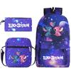 3 Piece School Backpack Set for Students Large Capacity Oxford Cloth Schoolbag with Shoulder Strap and Pencil Case