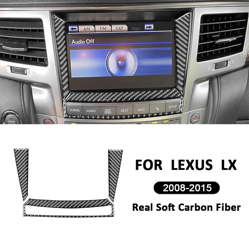 For Lexus LX 2008-2015 Carbon Fiber Auto Central Console GPS Navigation Screen Panel Buttons Frame Decoration Interior Sticker nero