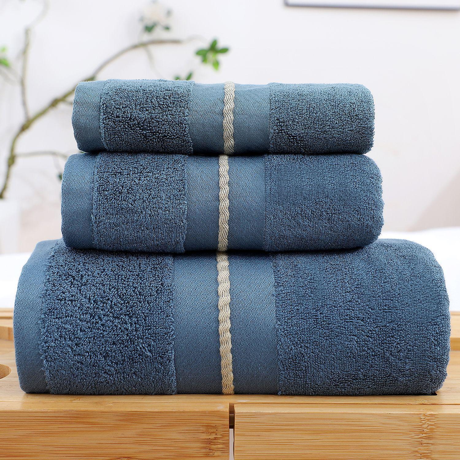 

Bamboo Fiber Thick Bath Towel - Water Absorbent, Shed-Resistant, Perfect Adult Gift, Large Size 70x140 cm темно-синий