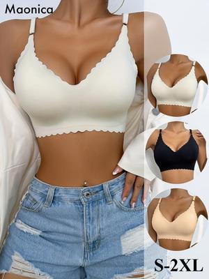 XXL Dámská Bezešvá Podprsenka s Vlnitým Lemem Bez Kostic Push-Up Sportovní Tank Topy na Jógu S-2XL