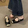 Xiaoxiangfeng bag head half slippers outer wear women's shoes 2025 new chain word belt summer skirt single shoes