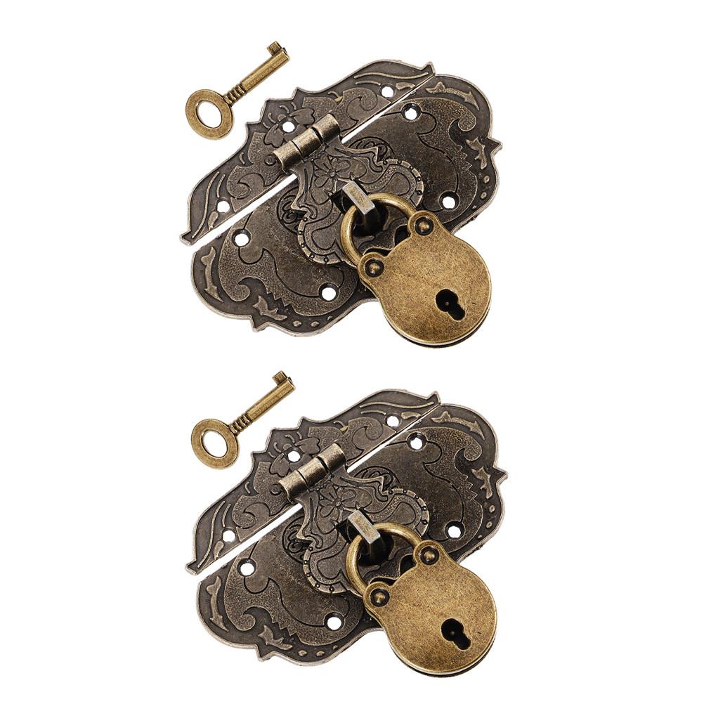 2Sets Bear Head Padlocks Mini Vintage Decorative Locks for Jewelry Storage Suitcase Latch Home Decor Retro Hardware