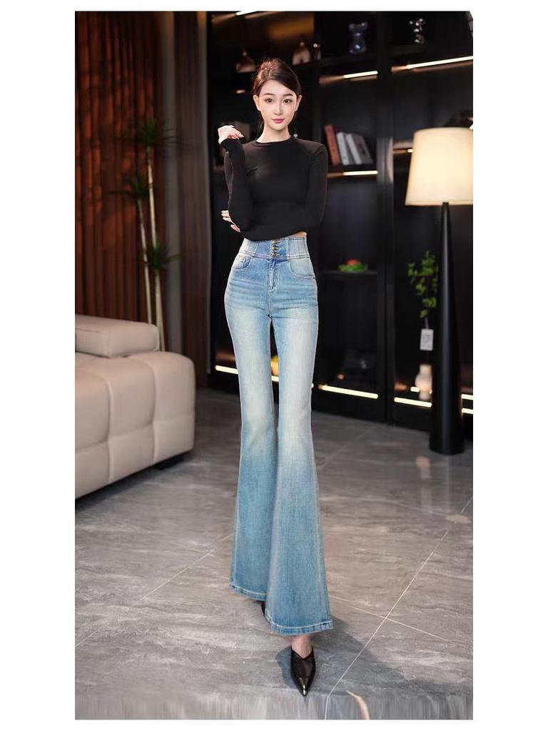 Women's High-Waisted Micro-Flare Jeans 2025 - Slimming Stretch Bootcut Pants for Autumn/Winter