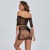 Sheer Bodysuit Transparent Stockings Sexy Lingerie Suit Mesh Open Crotch Thigh High Fishnet See Through Elastic Lace Women