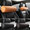 Luxury Car Seat Neck Pillow Headrest Leather Memory Foam Breathable Cervical Cylindrical Pillow Office Chair Headrest