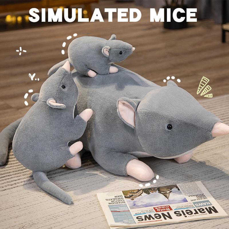 Niedliches Graue Maus Plüschtier Realistische Tierdekoration für Zuhause 32cm Höhe