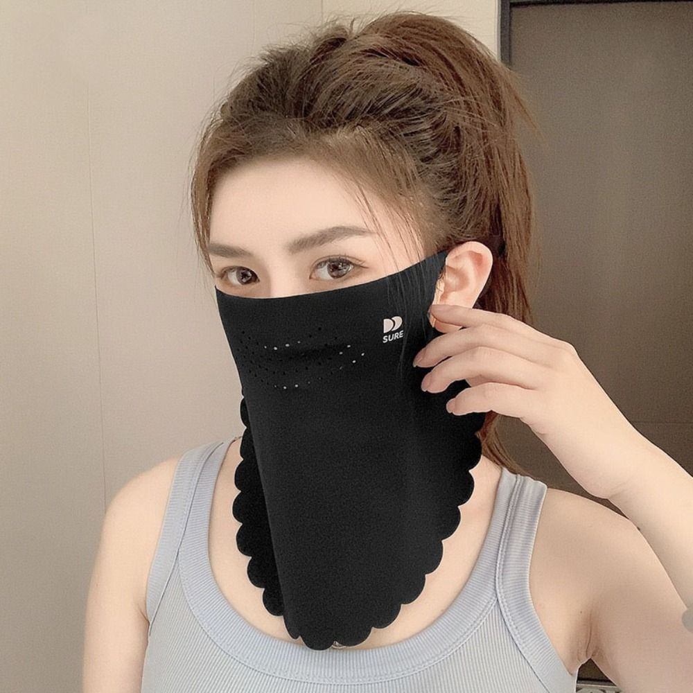 Solid Color Ice Silk Mask Summer Face Scarves Neck Wrap Cover Breathable Sunscreen Mask  Cycling