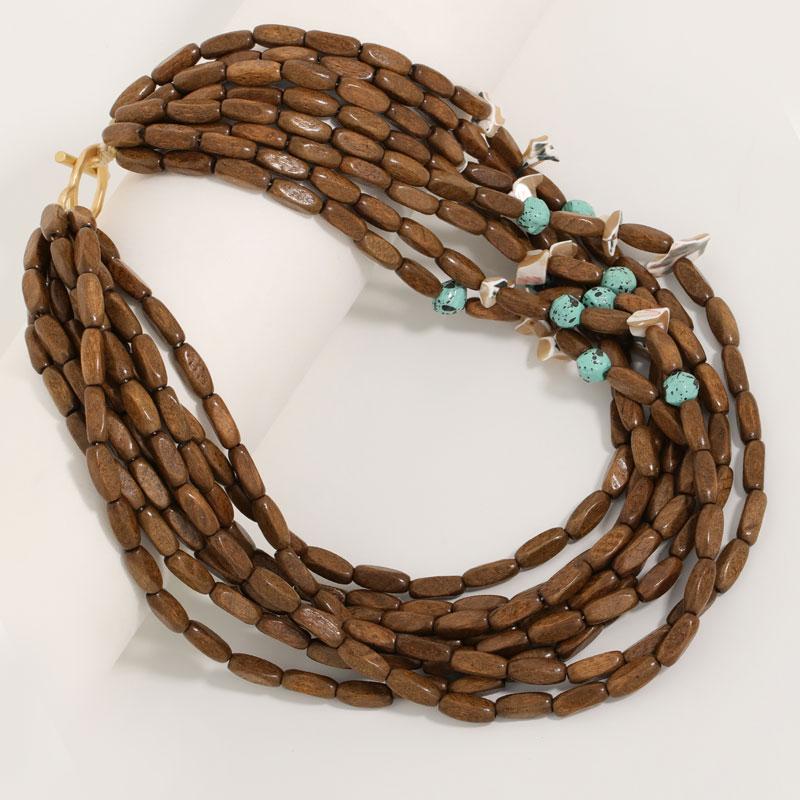 Collana in Perline di Legno Stile Bohemien per Donna Ragazza Gioielli per Matrimonio Festa